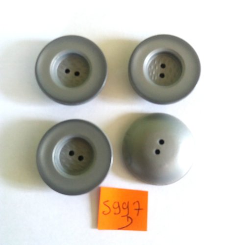 4 boutons en résine gris - vintage - 31mm - 5997d