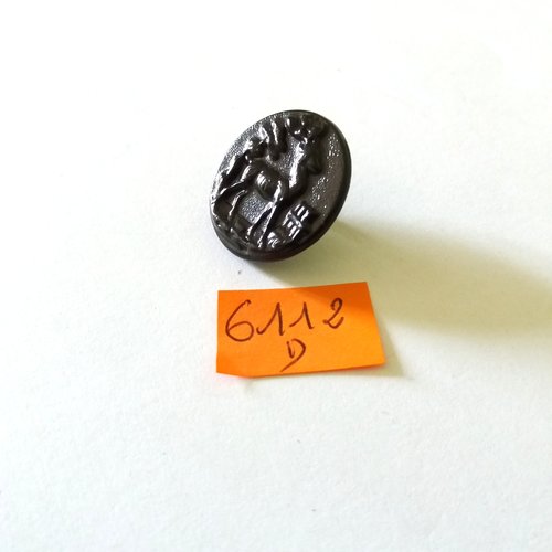 1 bouton en métal doré et noir - un cerf - vintage - 26mm - 6112d