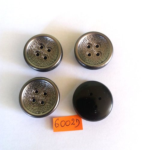 4 boutons en résine gris - vintage - 29mm - 6002d