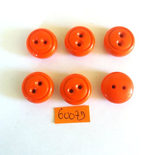 6 boutons en résine orange - vintage - 19mm - 6007d
