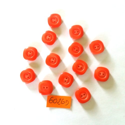 13 boutons en résine rouge - vintage - 13x13mm - 6026d
