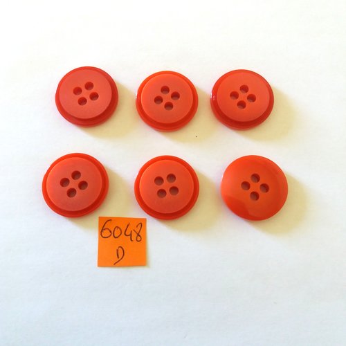 6 boutons en résine rouge - vintage - 22mm - 6048d