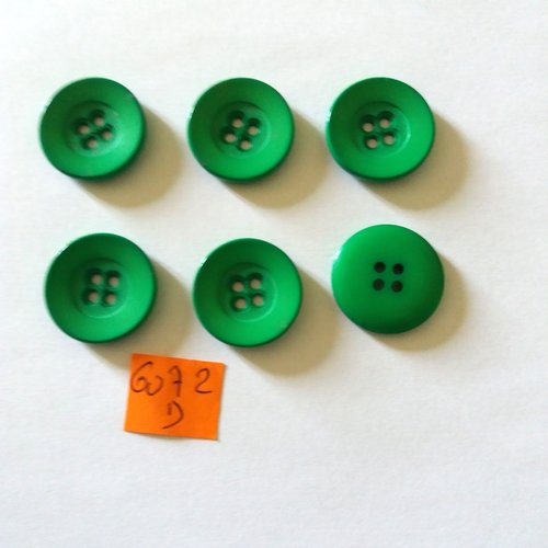 6 boutons en résine vert - vintage - 22mm - 6072d
