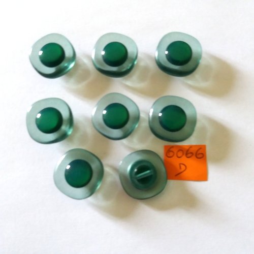 8 boutons en résine vert et transparent - vintage - 20x20mm - 6066d