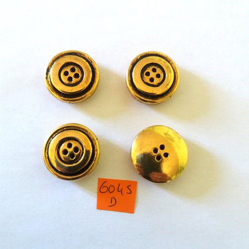 4 boutons en métal doré - vintage - 26mm - 6045d