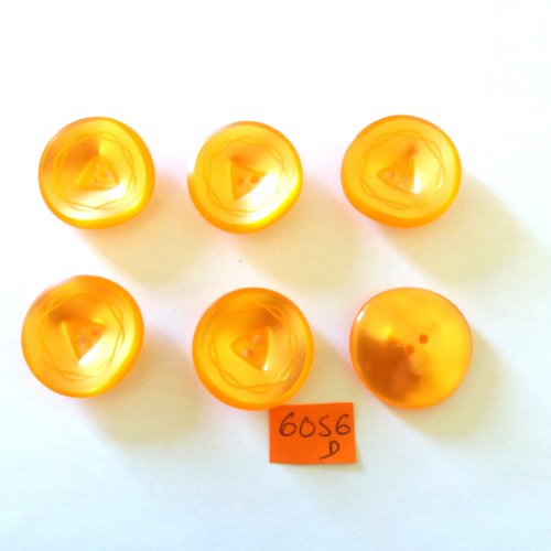 6 boutons en résine orange - vintage -26mm - 6056d