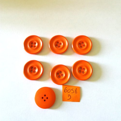 7 boutons en résine rouge clair - vintage -20mm - 6058d