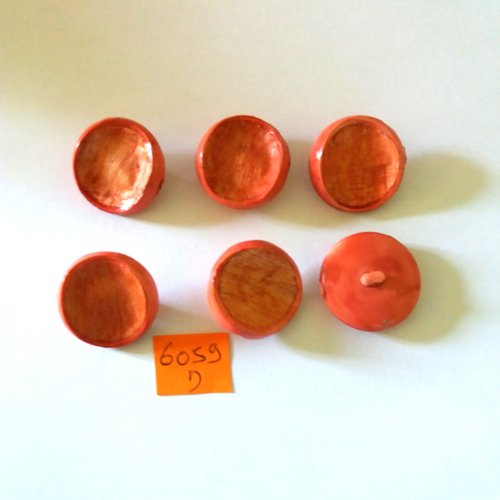 6 boutons en résine rose - vintage -25mm - 6059d