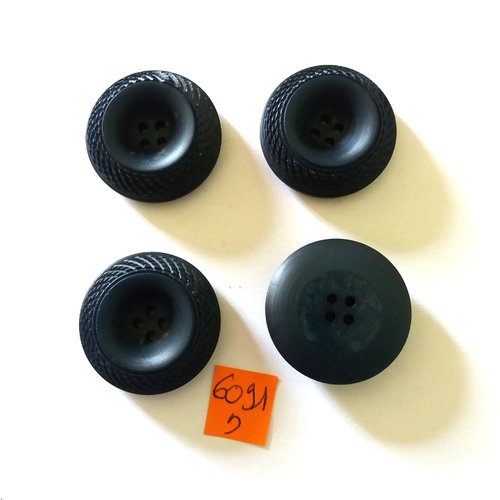 4 boutons en résine bleu foncé - vintage - 31mm - 6091d