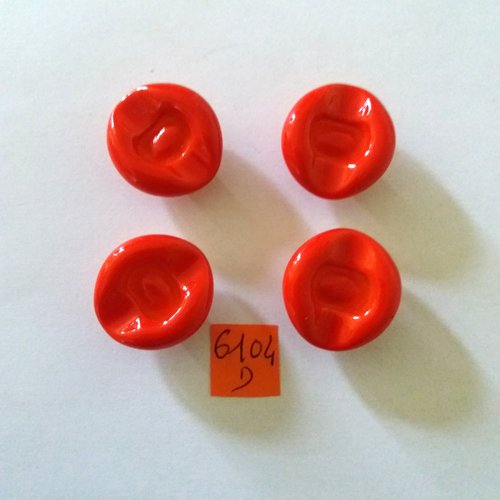 4 boutons en résine rouge - vintage - 25mm - 6104d