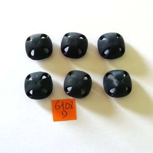 6 boutons en résine noir - vintage - 20x20mm - 6108d