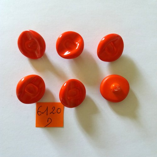 6 boutons en résine rouge - vintage - 22mm - 6120d