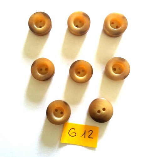 8 boutons en résine marron et beige - 15mm - g12