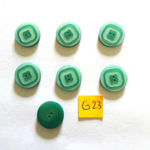 7 boutons en résine vert - 18mm - g23