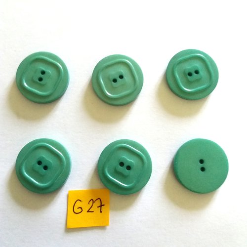 6 boutons en résine vert - 21mm - g27