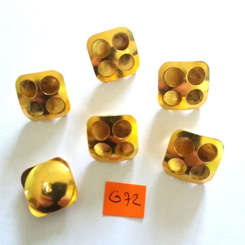 6 boutons en métal doré - vintage - 20x20mm - g72