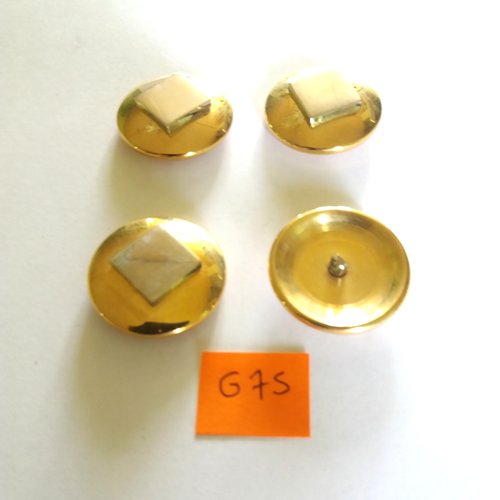 4 boutons en métal doré et argenté - vintage - 28mm - g75