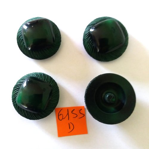 4 boutons en résine vert - vintage - 31mm - 6155d