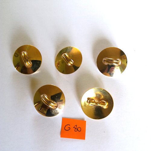5 boutons en métal doré - vintage - 23mm - g80