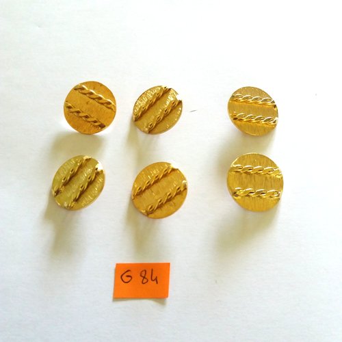 6 boutons en métal doré - vintage - 23mm - g84