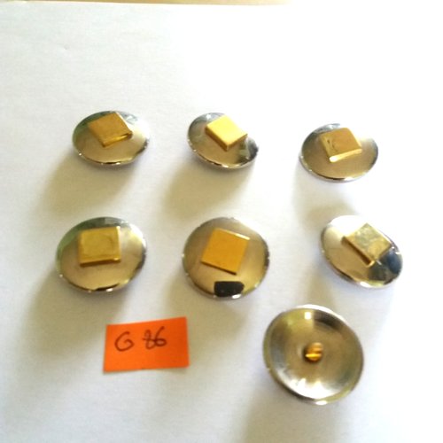 7 boutons en métal doré et argenté - vintage - 23mm - g86