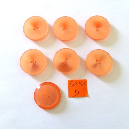 7 boutons en résine rose - vintage - 26mm - 6151d