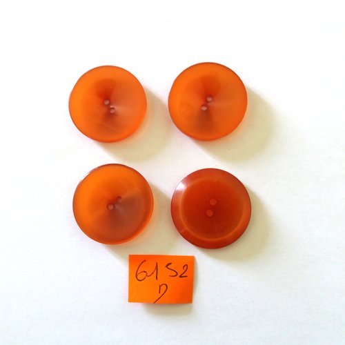 4 boutons en résine marron - vintage - 27mm - 6152d
