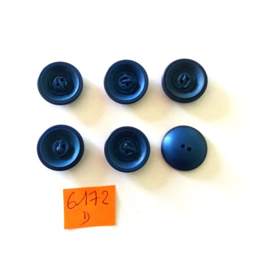 6 boutons en résine bleu - vintage - 22mm - 6172d