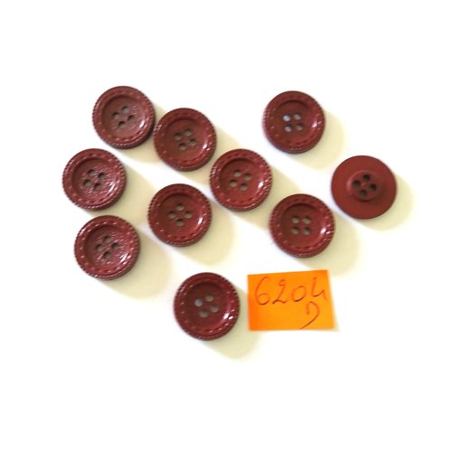 10 boutons en résine marron foncé - vintage - 18mm - 6204d