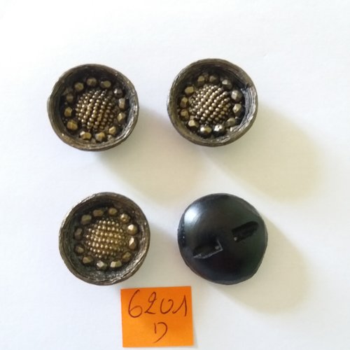 4 boutons en résine marron - vintage - 26mm - 6201d