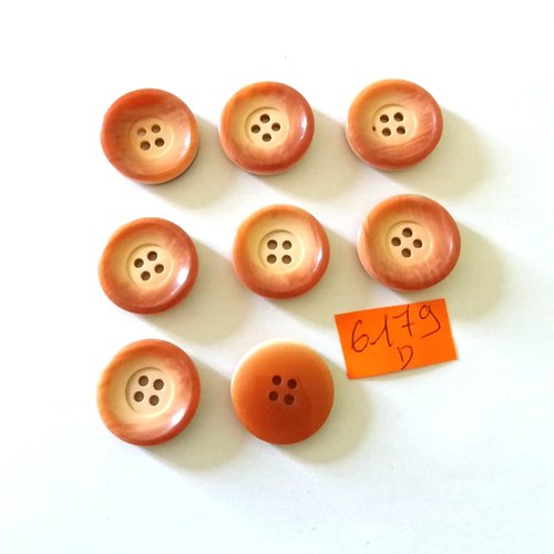 6 boutons en résine marron clair - vintage - 22mm - 6179d