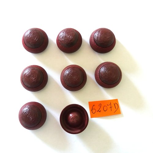 8 boutons en résine marron - vintage - 22mm - 6207d
