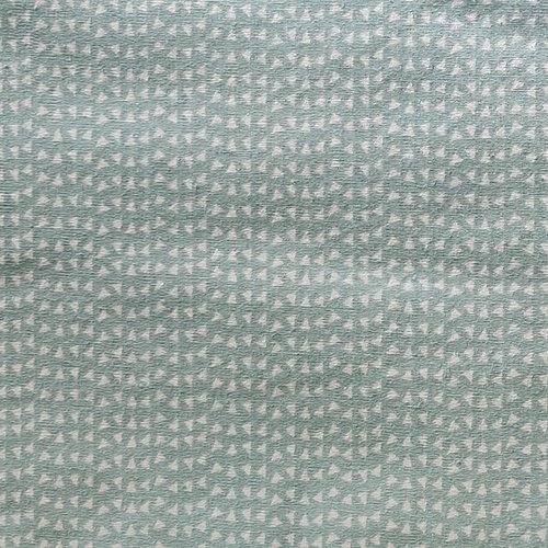 Coupon tissu stenzo popeline de coton - triangle blanc , fond vert d'eau - 50x50cm