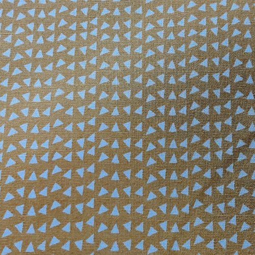 Coupon tissu stenzo popeline de coton - triangle blanc , fond jaune - 50x50cm