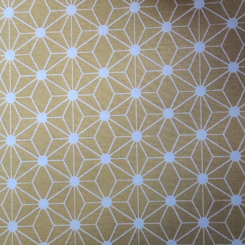 Coupon tissu coton – grosse étoile graphique jaune - 40x50cm
