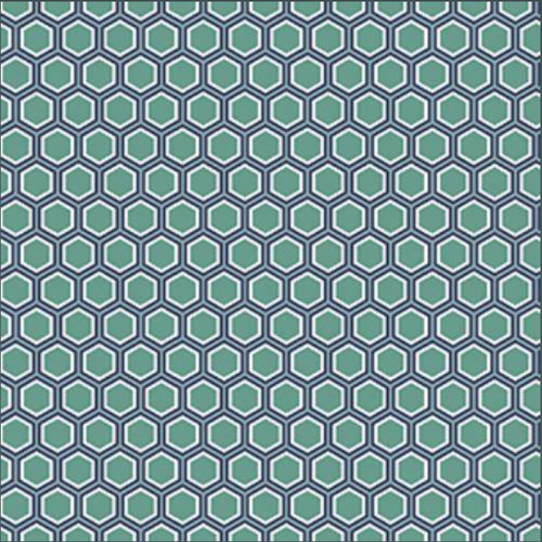 Coupon tissu coton – héxagone vert / géométrique - 40x50cm