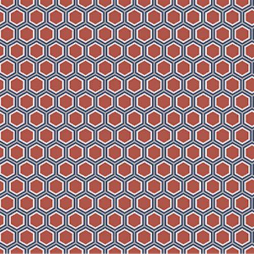 Coupon tissu coton – héxagone rouge / géométrique - 40x50cm