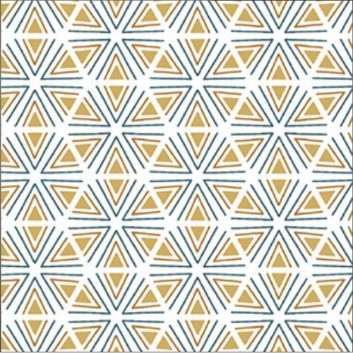Coupon tissu coton – fleur ocre/ géométrique - 40x50cm