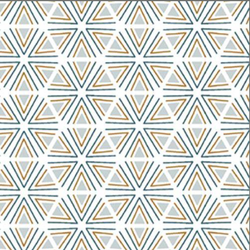 Coupon tissu coton – fleur bleu / géométrique - 40x50cm