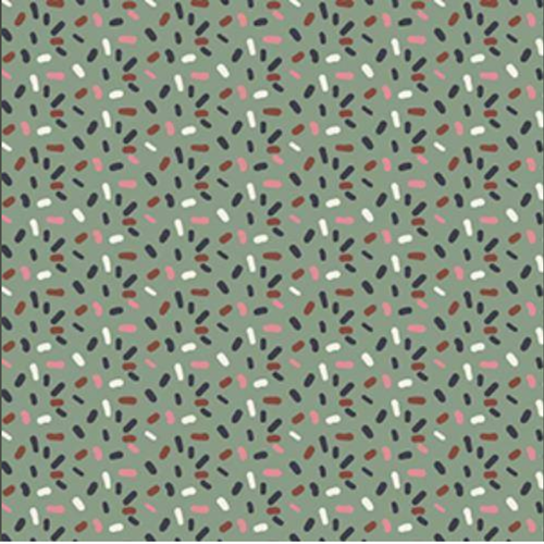 Coupon tissu coton – point multicolore fond vert - 40x50cm