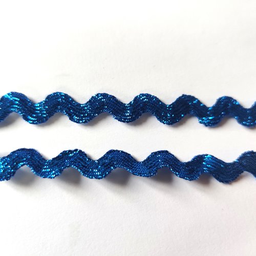 Croquet métallisé bleu - polyester - 5mm - vendu au mètre