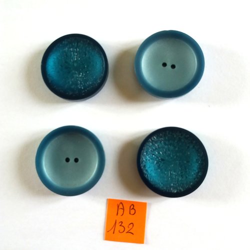 4 boutons en résine bleu - 31mm - ab132