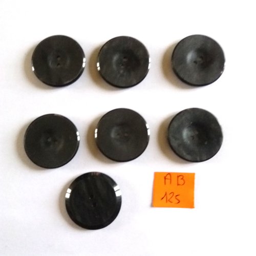 7 boutons en résine gris - 26mm - ab125