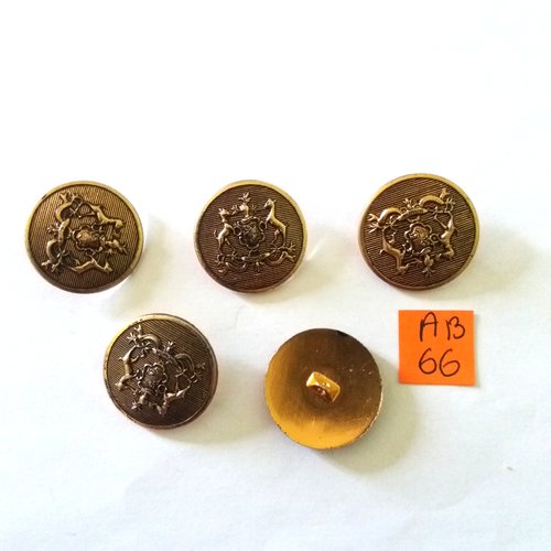 5 boutons en métal doré - 26mm - ab66