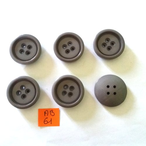 6 boutons en résine gris - 31mm - ab61
