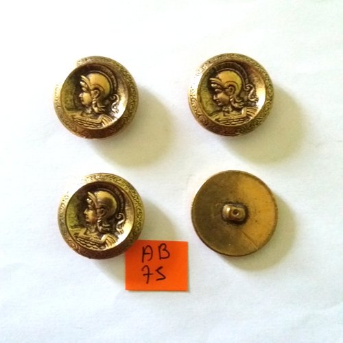 4 boutons en métal doré - 28mm - ab75