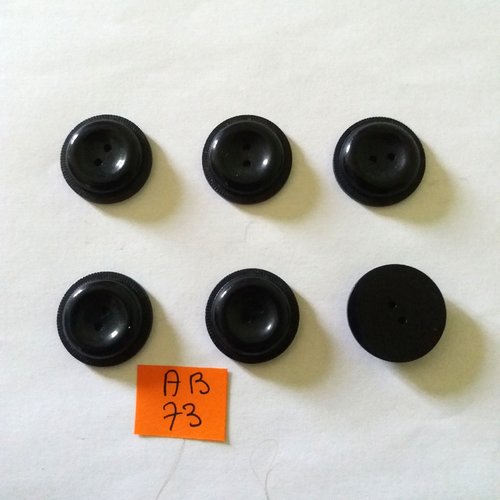 6 boutons en résine noir - 21mm - ab73