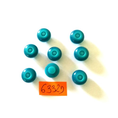 8 boutons en résine bleu - vintage - 12mm - 6332d