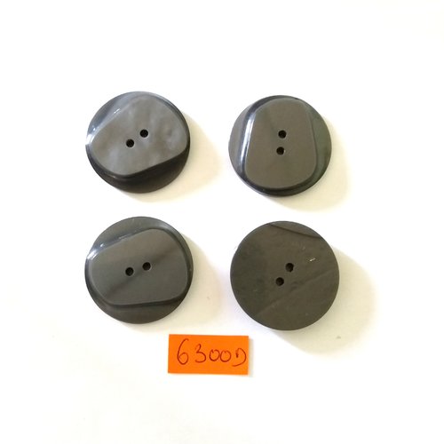 4 boutons en résine gris - vintage - 33mm - 6300d