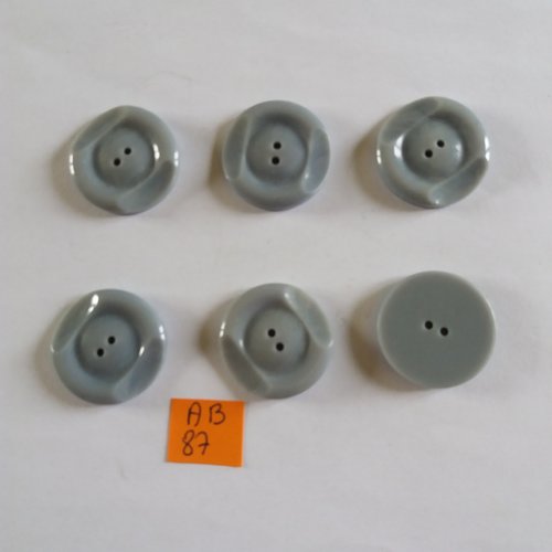 6 boutons en résine gris - 27mm - ab87